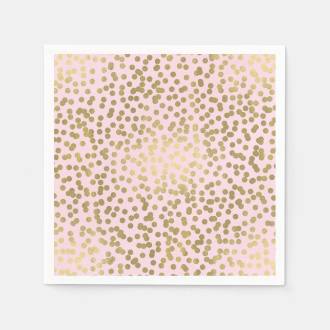 Rosa Rose & Gold Dots Confetti Elegantes Glam Serviette (Vorderseite)