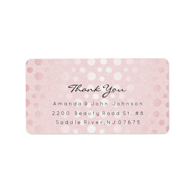 Rosa Rose Gold Dots Pinselstriche Stroke Vielen Da Adressaufkleber (Vorne)