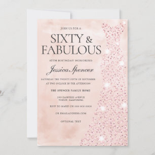 Rosa Rose Gold Dress 60 & Fabulous 60. Geburtstag Einladung