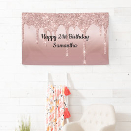 Rosa Rose Gold Drilling Glitzer Personalisiert Banner