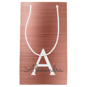 Rosa Rose Gold Edelstahl Monogramm Kleine Geschenktüte