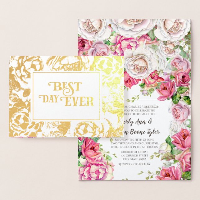 Rosa Rose Gold Foil Einladungen für Hochzeiten (Anzeige)