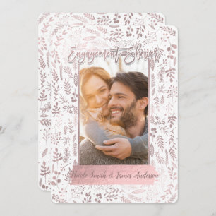 Rosa Rose Gold Foil Moderne Verlobung Dusche Foto Einladung