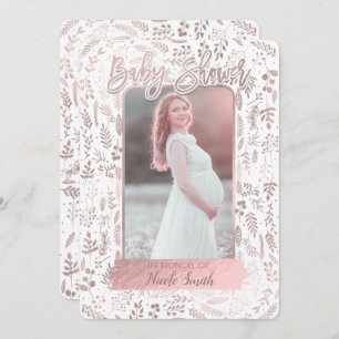Rosa Rose Gold Foil Modernes Baby Dusche Foto Einladung