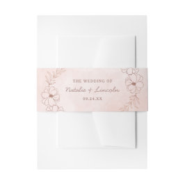 Rosa Rose Gold Foil Rustikale Hochzeitsmonogramm Einladungsbanderole