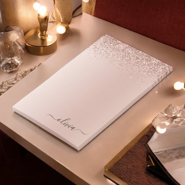 Rosa Rose Gold gebürstetes Metal Monogramm Name Post-it Klebezettel (Von Creator hochgeladen)