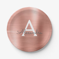 Rosa Rose Gold Girly Metallic Monogram Birthday