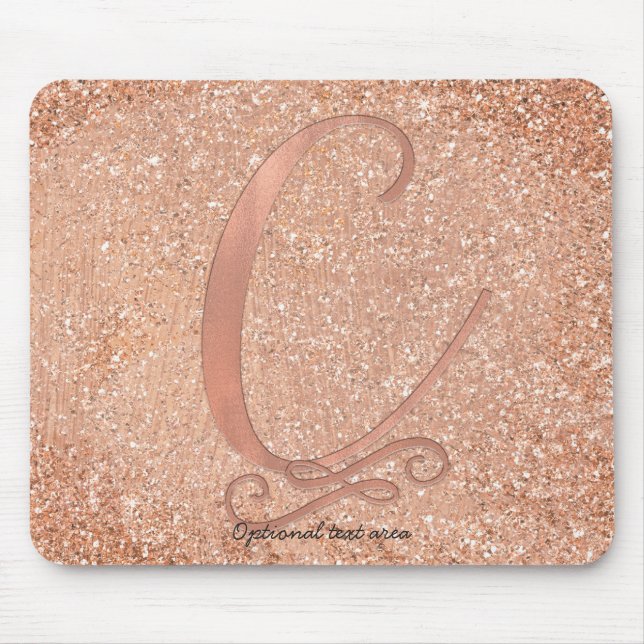 Rosa Rose Gold Glam Anfangsbuchstabe C Benutzerdef Mousepad (Vorne)