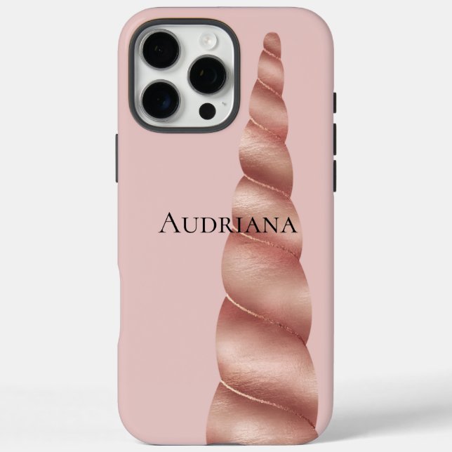 Rosa Rose Gold Glam Einhorn Case-Mate iPhone Hülle (Rückseite)