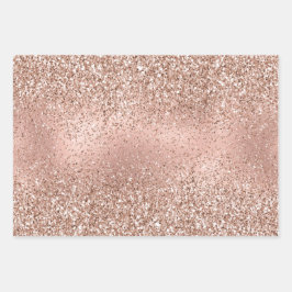 Rosa Rose Gold Glam Glitzer  Geschenkpapier Set