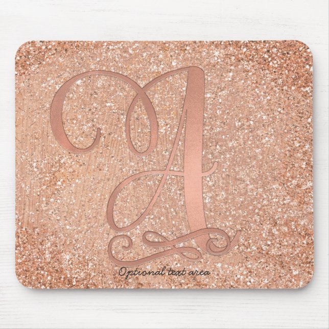 Rosa Rose Gold Glam Initialname Letter A Custom Mousepad (Vorne)