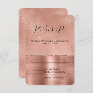 Rosa Rose Gold Glam Lace Wedding RSVP