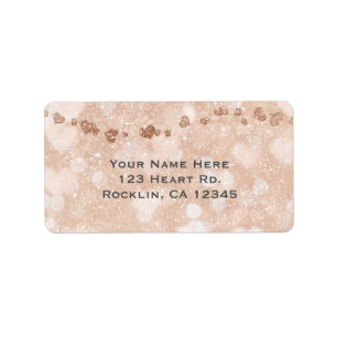 Rosa Rose Gold Glitter Herzen Party-Einladung Adressaufkleber