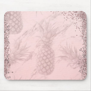 Rosa Rose Gold Glitzer Ananas Tropischer Chic Mousepad