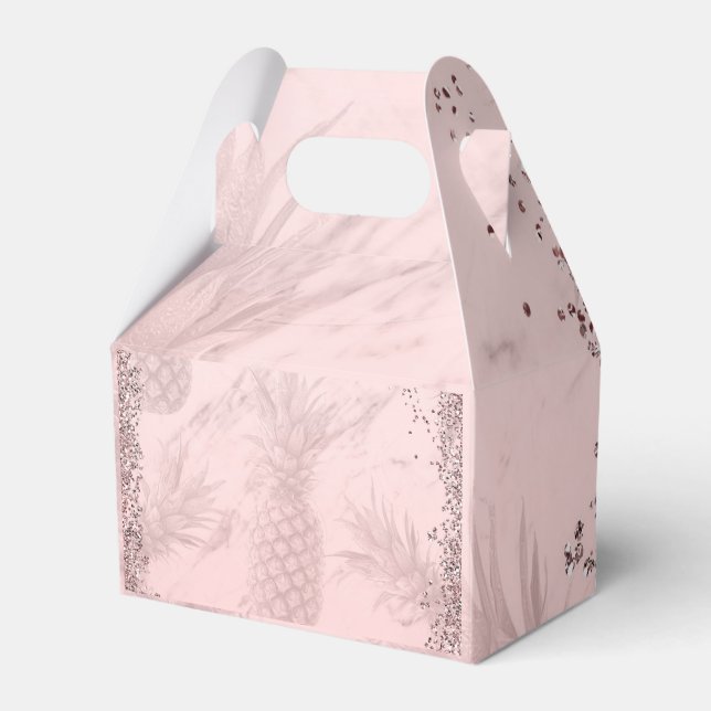 Rosa Rose Gold Glitzer Ananas Tropisches Party Geschenkschachtel (Vorderseite)