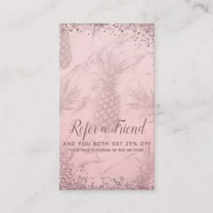 Rosa Rose Gold Glitzer Ananas Verleihung eines Fre Empfehlungskarte