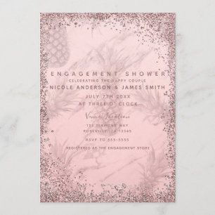Rosa Rose Gold Glitzer Ananas Verlobung Einladung