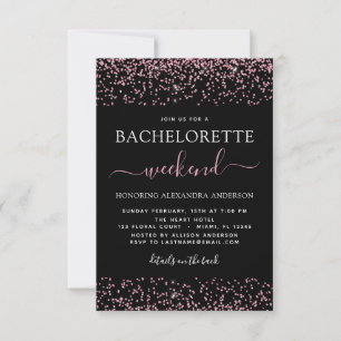 Rosa Rose Gold Glitzer Bachelorette Wochenende Par Einladung