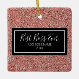Rosa Rose Gold Glitzer Bester Boss je Personalisie Keramikornament