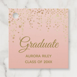 Rosa Rose Gold Glitzer Confetti Abschluss Geschenkanhänger