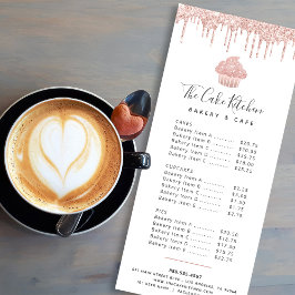 Rosa Rose Gold Glitzer Cupcake Bäckerei Dessert Me Werbekarte