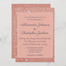 Rosa Rose Gold Glitzer Einladung Hochzeitsfeiern
