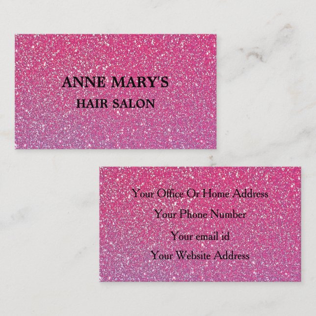Rosa Rose Gold Glitzer Friseur Business Stilvoll Visitenkarte (Vorne/Hinten)