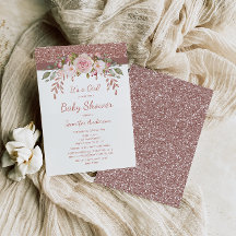 Rosa Rose Gold Glitzer Girl Baby Dusche