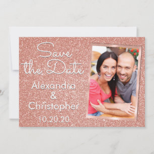 Rosa Rose Gold Glitzer Hochzeit speichern Sie das Save The Date