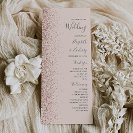 Rosa Rose Gold Glitzer Hochzeitsprogramm für Rosa