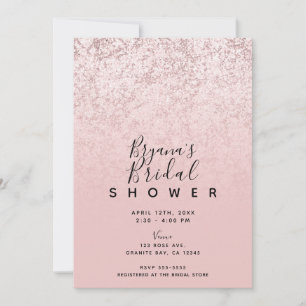 Rosa Rose Gold Glitzer Marmormor Brautparty Einladung
