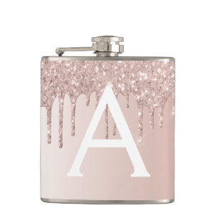 Rosa Rose Gold-Glitzer mit schwarzem Rosa Flachmann