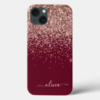Rosa Rose Gold Glitzer Monogram Cas