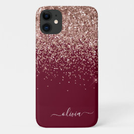 Rosa Rose Gold Glitzer Monogram Case-Mate iPhone Hülle