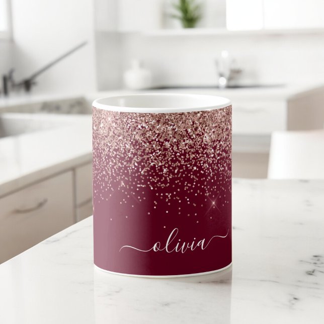 Rosa Rose Gold Glitzer Monogram Kaffeetasse (Von Creator hochgeladen)