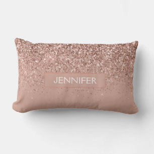 Rosa Rose Gold Glitzer Monogram Lendenkissen