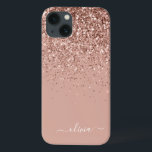 Rosa Rose Gold Glitzer Monogram Name Case Ma<br><div class="desc">Rose Gold - Schwarz rosa Imitate Sparkle und Dripping Glitzer gebürstete Metal Monogram Name und Anfangssondo Telefon. Das macht den perfekten 16 Geburtstag,  Hochzeit,  Brautparty,  Jubiläum,  Babydusche oder Junggeselinnen-Abschied Geschenk für jemanden,  der Lieben glamourösen Luxus und schicke Stile.</div>