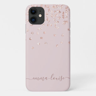 Rosa Rose Gold Glitzer Monogram Name Case-Mate iPhone Hülle