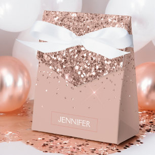 Rosa Rose Gold Glitzer Monogram Name Geschenkschachtel