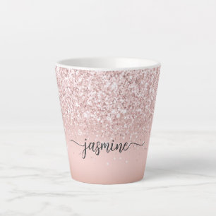 Rosa Rose Gold Glitzer Monogram Name Milchtasse