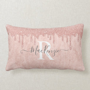 Rosa Rose Gold Glitzer Monogram Name Theme Pillow Lendenkissen