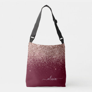 Rosa Rose Gold Glitzer Monogram Tragetaschen Mit Langen Trägern