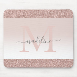 Rosa Rose Gold Glitzer Monster Mousepad