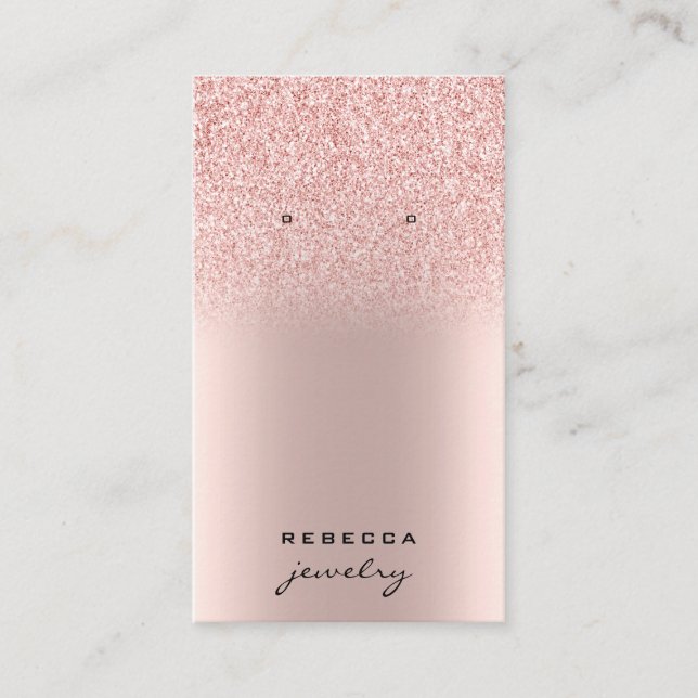Rosa Rose Gold Glitzer Ohrkarte Visitenkarte (Vorderseite)