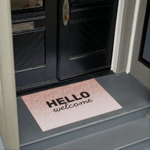 Rosa Rose Gold Glitzer Ombre Willkommen Fußmatte
