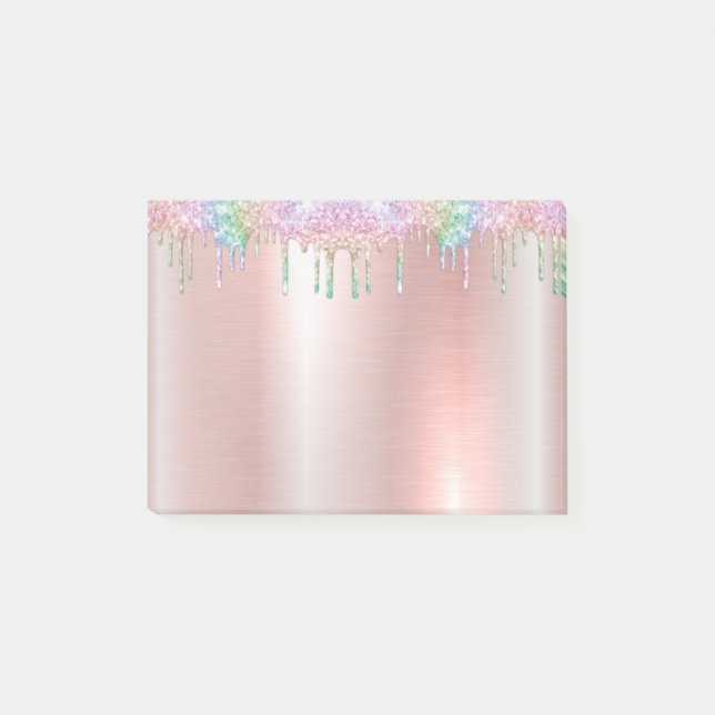 Rosa Rose Gold Glitzer Post-it® Notes Post-it Klebezettel (Vorderseite)