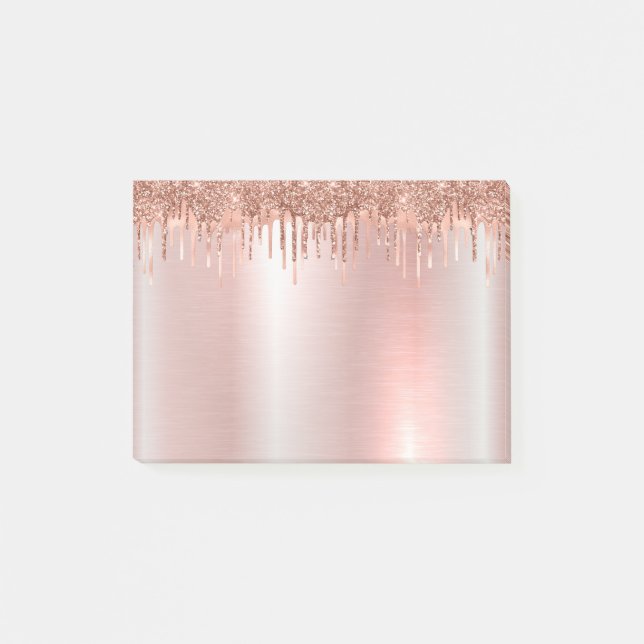 Rosa Rose Gold Glitzer Post-it®-Notizen Post-it Klebezettel (Vorderseite)