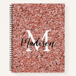 Rosa Rose Gold Glitzer Sparkle Chic Monogram Name Notizbuch