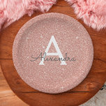Rosa Rose Gold Glitzer & Sparkle Monogram Birthday Pappteller<br><div class="desc">Rosa Rose Gold Imitate Glitzer und Sparkle Elegant Geburtstag oder Junggeselinnen-Abschied Teller. Diese Teller für Hochzeiten,  Brautparty oder Geburtstage können individuell auf Ihren Vor- und Erstnamen angepasst werden. Bitte kontaktieren Sie den Designer,  um passende Artikel zu erhalten.</div>
