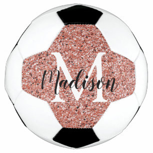 Rosa Rose Gold Glitzer Sparkle Monogram Girl Fußball